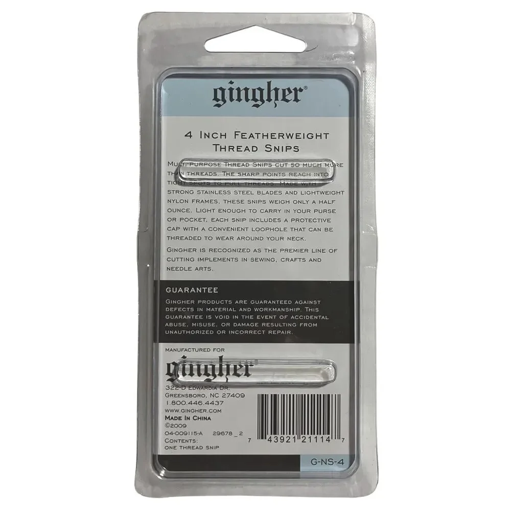 Gingher 4 Inch Featherweight Multipurpose Thread Snips Stainless Steel NIP